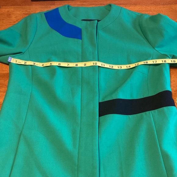 Carlisle Womens Size 6 Green Hidden Button Colorblocking Mod Artist Car Coat - Picture 10 of 12